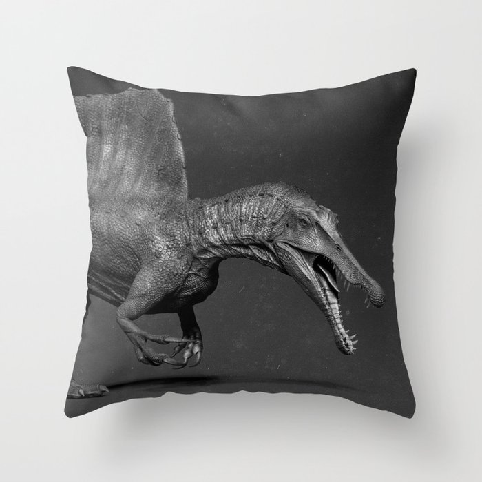 Black Spinosaurus Throw Pillow