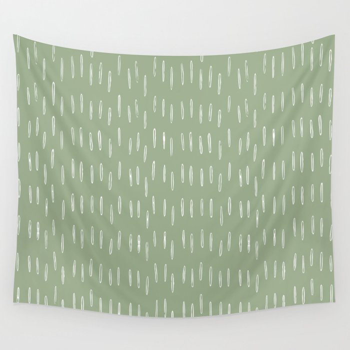 Raindrop Boho Abstract Pattern, Sage Green Wall Tapestry