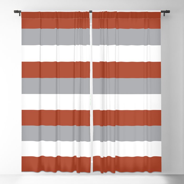 Cool Stripes Burnt Orange Gray White Blackout Curtain