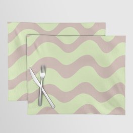 Retro Candy Waves - Lime green and beige Placemat
