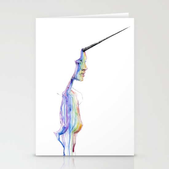unicorn girl Stationery Cards