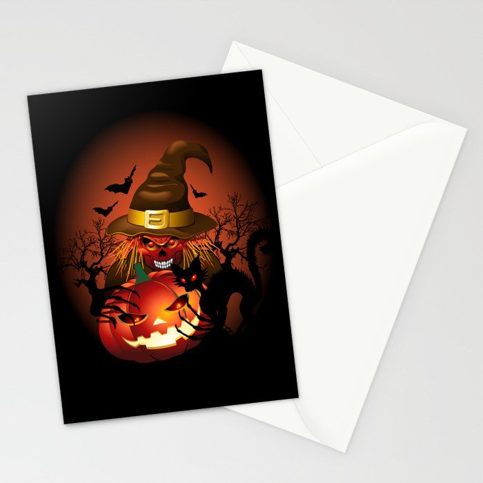 Skull Witch Creepy Halloween Stationery Cards