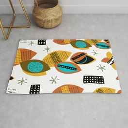 Retro leaves with mid-century color vibes Area & Throw Rug