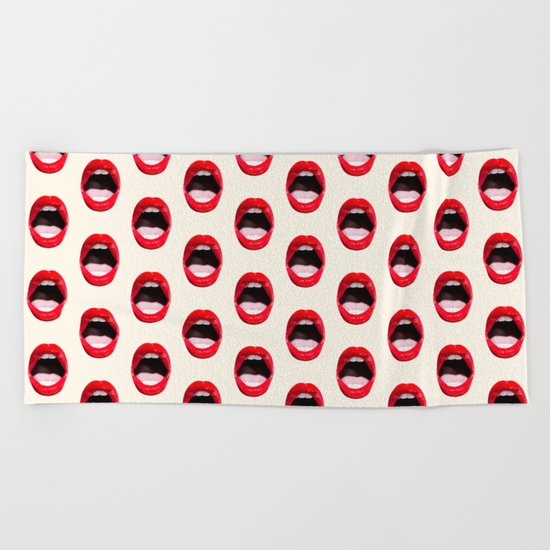 Red Lips Beach Towel