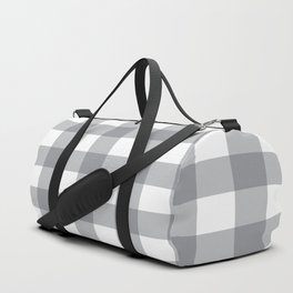 Gray and White Buffalo Plaid Pattern Duffle Bag
