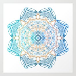 Blue Gold Mandala Art Print
