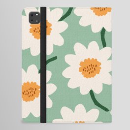 Flower field - mint & orange iPad Folio Case | Daisy, Green, Market, Mint, Earthy, Orange, Boho, Sunflowers, Flowers, Fall 