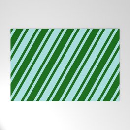[ Thumbnail: Dark Green & Turquoise Colored Lined Pattern Welcome Mat ]