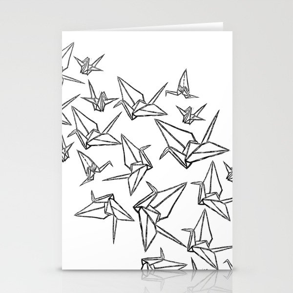 Origami Cranes Linocut Stationery Cards