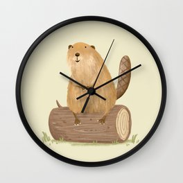 Beaver on a Log Wall Clock