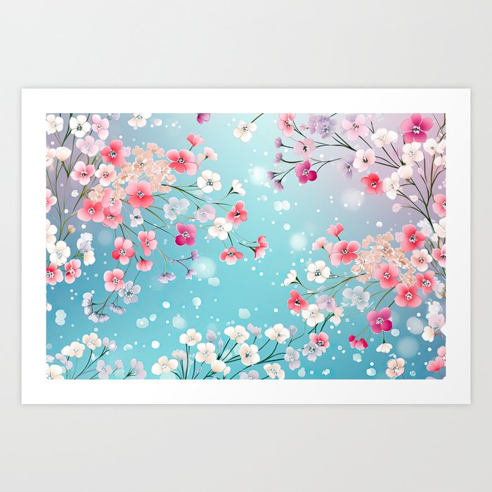Baby's Breath Flowers in the Breeze Art Print