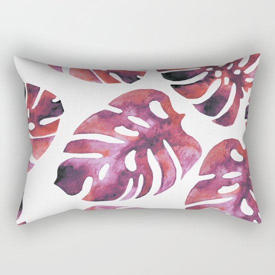Monstera Red Rectangular Pillow