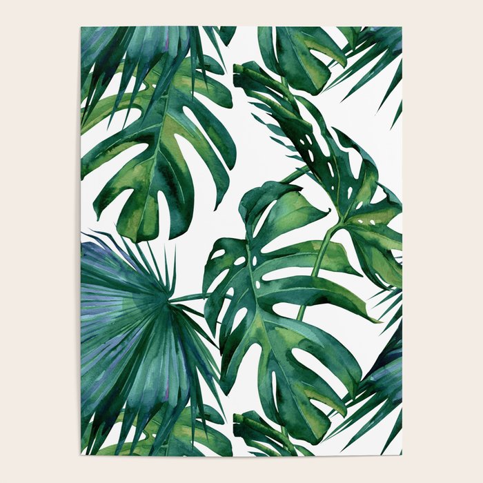 Classic Palm Leaves Tropical Jungle Green Poster By Followmeinstead Society6