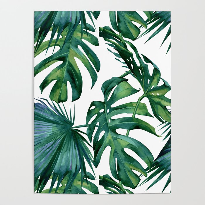 Classic Palm Leaves Tropical Jungle Green Poster