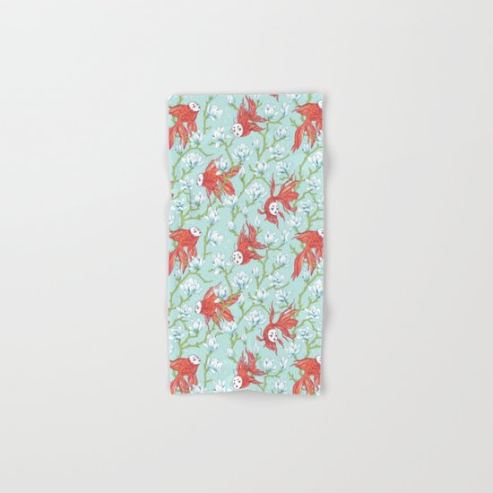 Goldfish, Mask and Magnolia Pattern Hand & Bath Towel