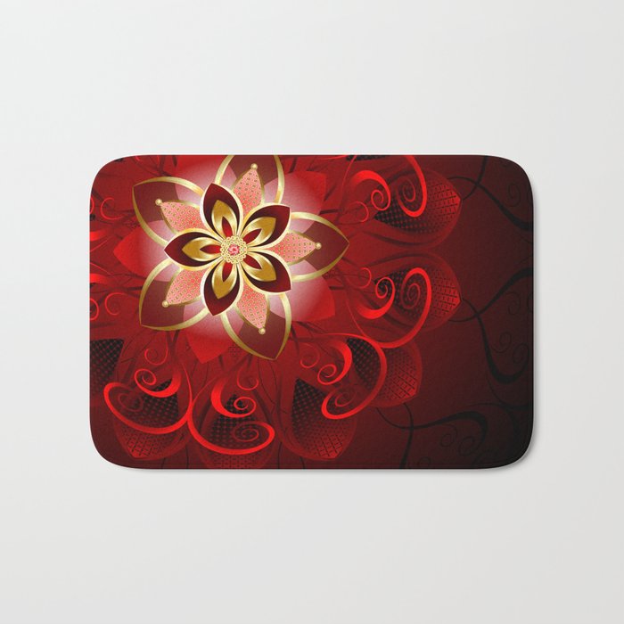 Abstract red flower Bath Mat