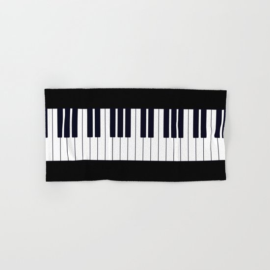 Piano Keys - Black and white simple piano keys pattern minimalistic music themed artwork Hand & Bath Towel