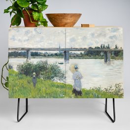 Claude Monet The Promenade with the Railroad Bridge, Argenteuil  famous painting Credenza