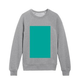 Medium Turquoise Solid Color Pantone Atlantis 15-5425 TCX Shades of Blue-green Hues Kids Crewneck