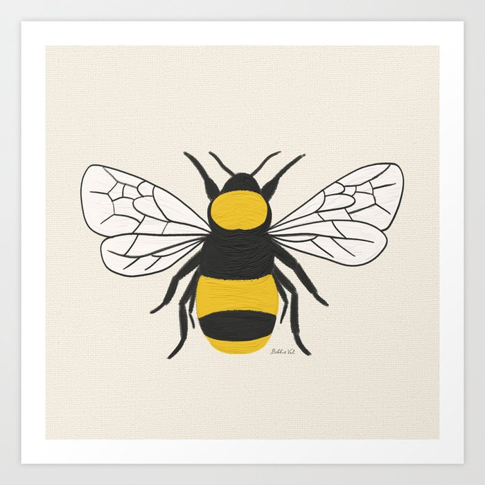 Bee Stamp BW Wall Art, Canvas Prints, Framed Prints, Wall Peels