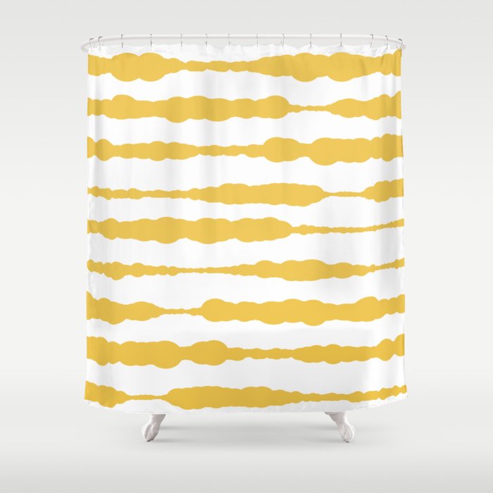 Macrame Stripes In Mustard Yellow And, Mustard Yellow Striped Shower Curtain