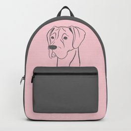 Great Dane (Pink and Gray) Backpack | German, Minimal, Minimalist, Portrait, Minimalism, Gray, Canine, Painting, Curated, Dog 