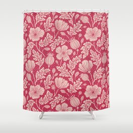 Victorian Poppies in Viva Magenta Shower Curtain