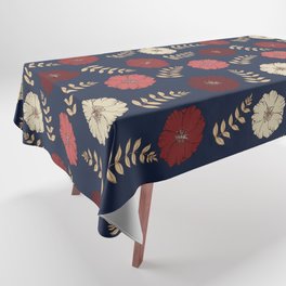Blue and Burgundy flower Tablecloth