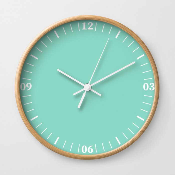 CALMING GREEN COLOR. Plain Turquoise Pastel Wall Clock