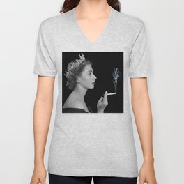 Queen Elizabeth V Neck T Shirt