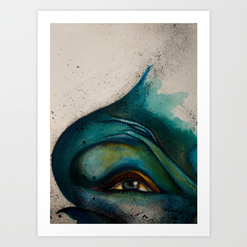 Abstract Blue And Green Eye Painting Art Print By Kendallbrier