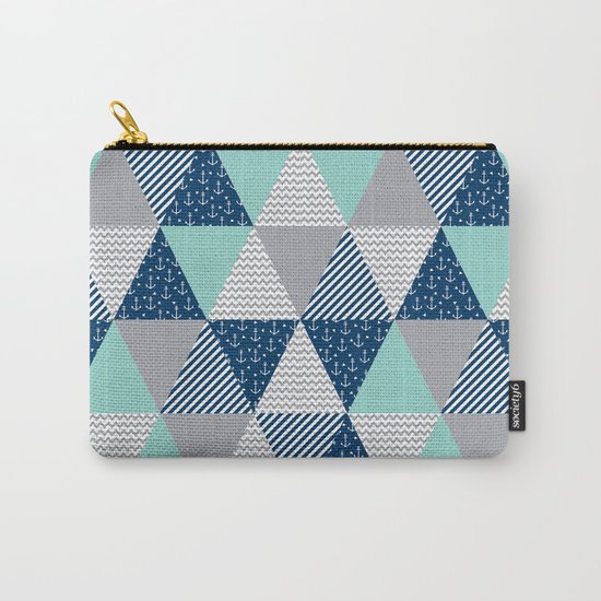 Triangle quilt pattern navy grey and white minimal modern basic nursery Carry-All Pouch