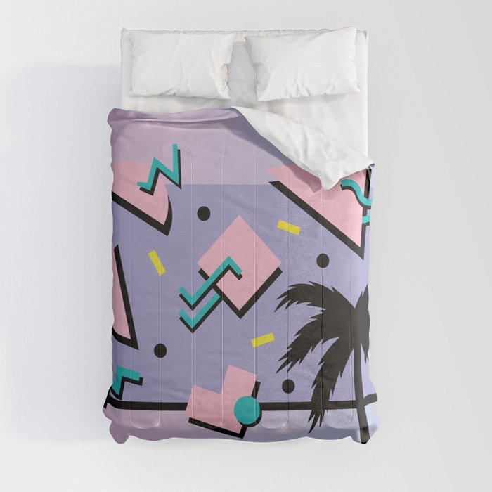 Memphis Pattern 25 - Miami Vice / 80s Retro / Palm Tree Comforter