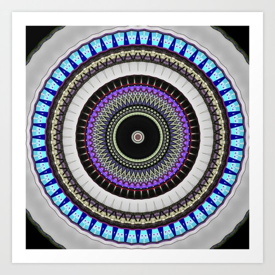 gray blue mandala Art Print