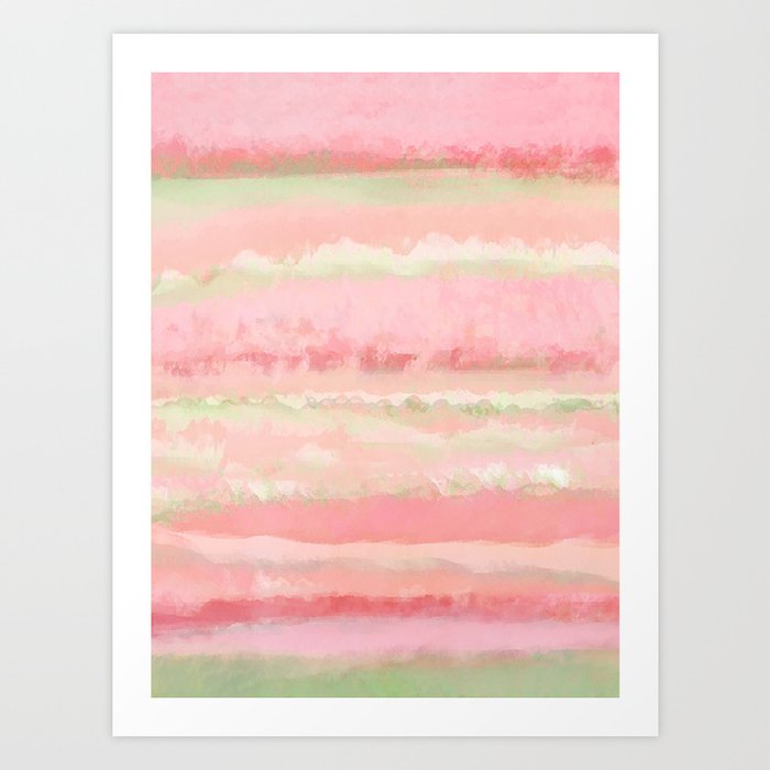 In a Watermelon Mood | Pastel Watercolor Strips Art Print