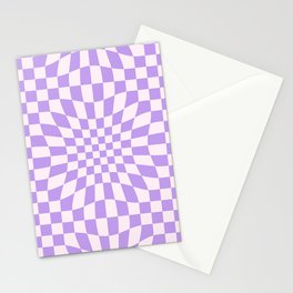 Warped Checkerboard Print - Purple Stationery Card
