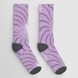 Party Fireworks and Spirals in Velvety Lilac Socks