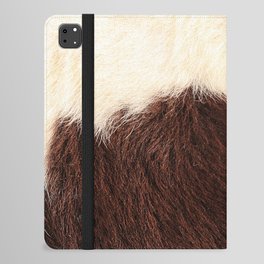 Brown and White Cow Skin Print Pattern Modern, Cowhide Faux Leather iPad Folio Case