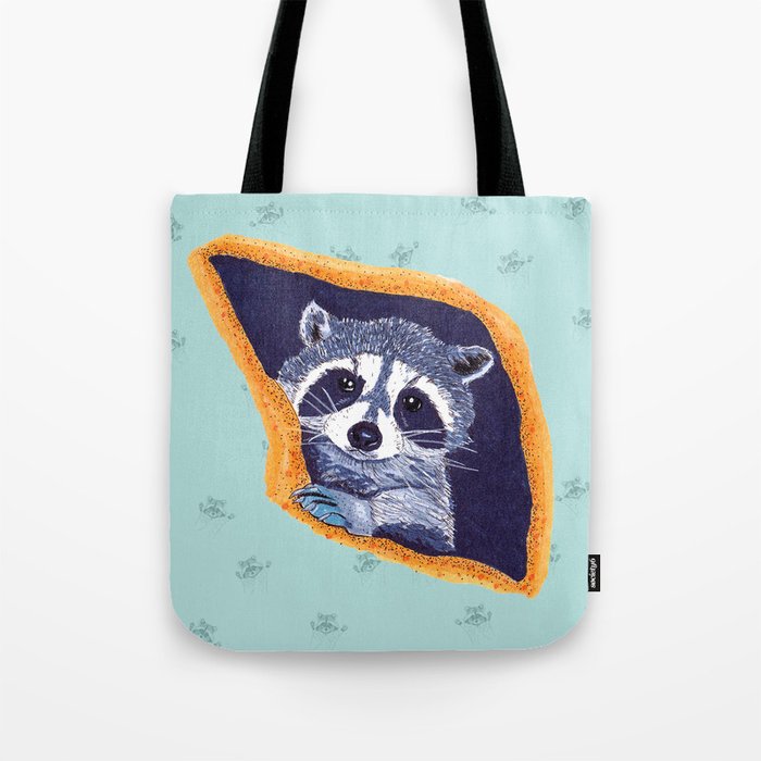 Peeking Raccoons #2 Blue Pallet Tote Bag