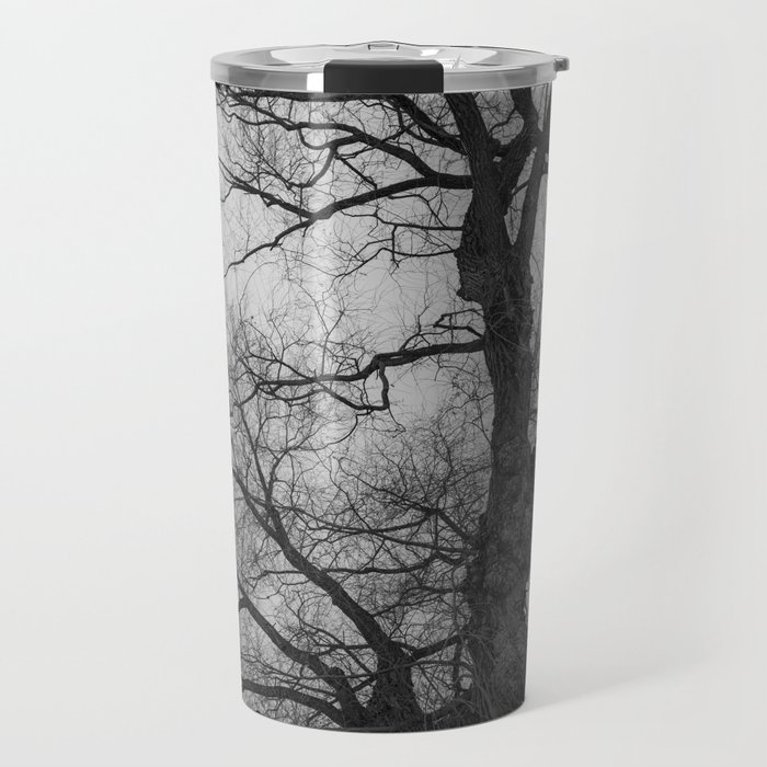 Nature Photography Weeping Willow | Lungs of the Earth | Black and White Travel Mug