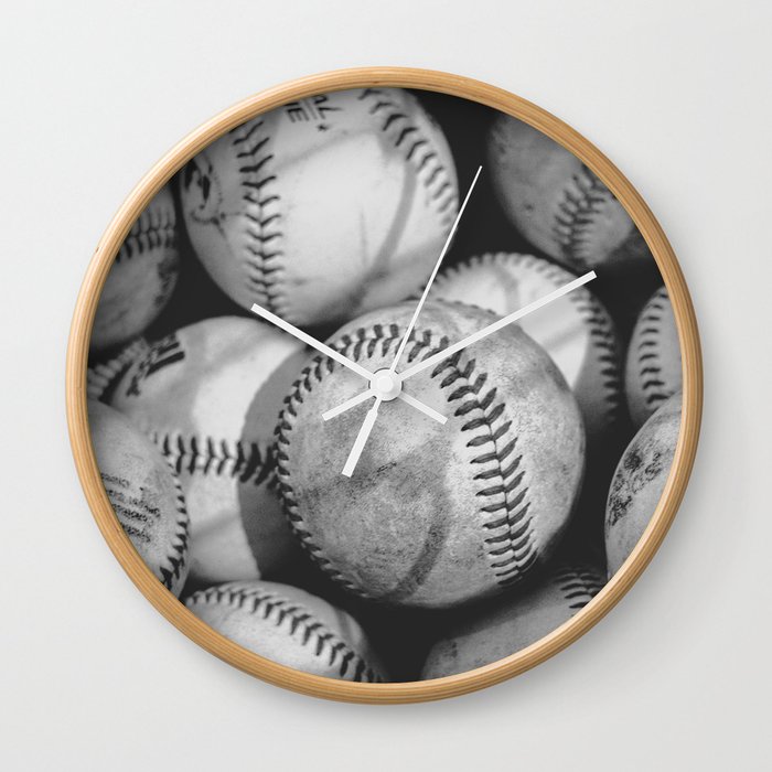 Baseballs in Black and White Wall Clock