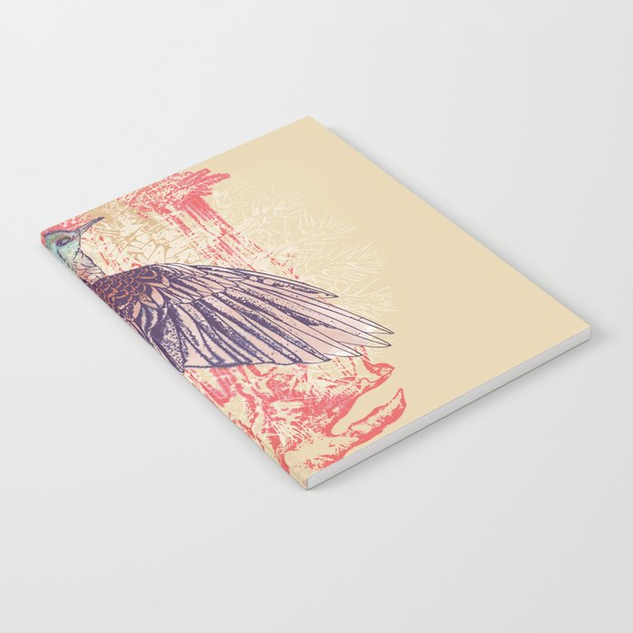 Abstract art with purple bird and red coral Notebook