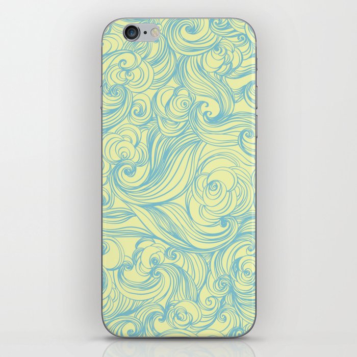 Japanese Waves Pattern - Blue and Yellow iPhone Skin