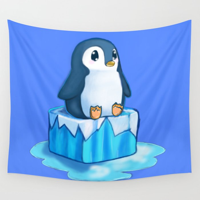Penguin on Ice Wall Tapestry