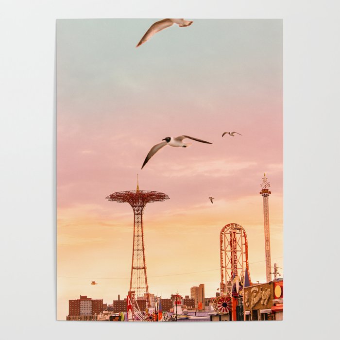 Sunset in Coney Island Photography  Poster