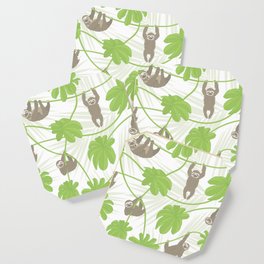 Happy Sloths and Cecropia leaves Coaster