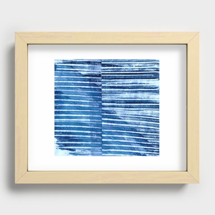 Modern Pinstripe 1 - Blazing Blue Recessed Framed Print