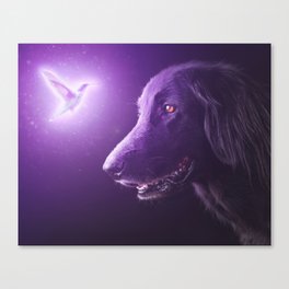 THE DOG AND THE HUMMINGBIRD Canvas Print