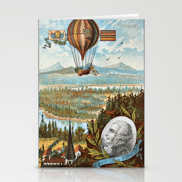 Vintage hot air balloon poster  Stationery Cards