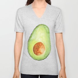 Avocado V Neck T Shirt | Fruit, Illustration, Summer, Avocado, Food, Guacamole, Green, Painting, Watercolor, Nature 
